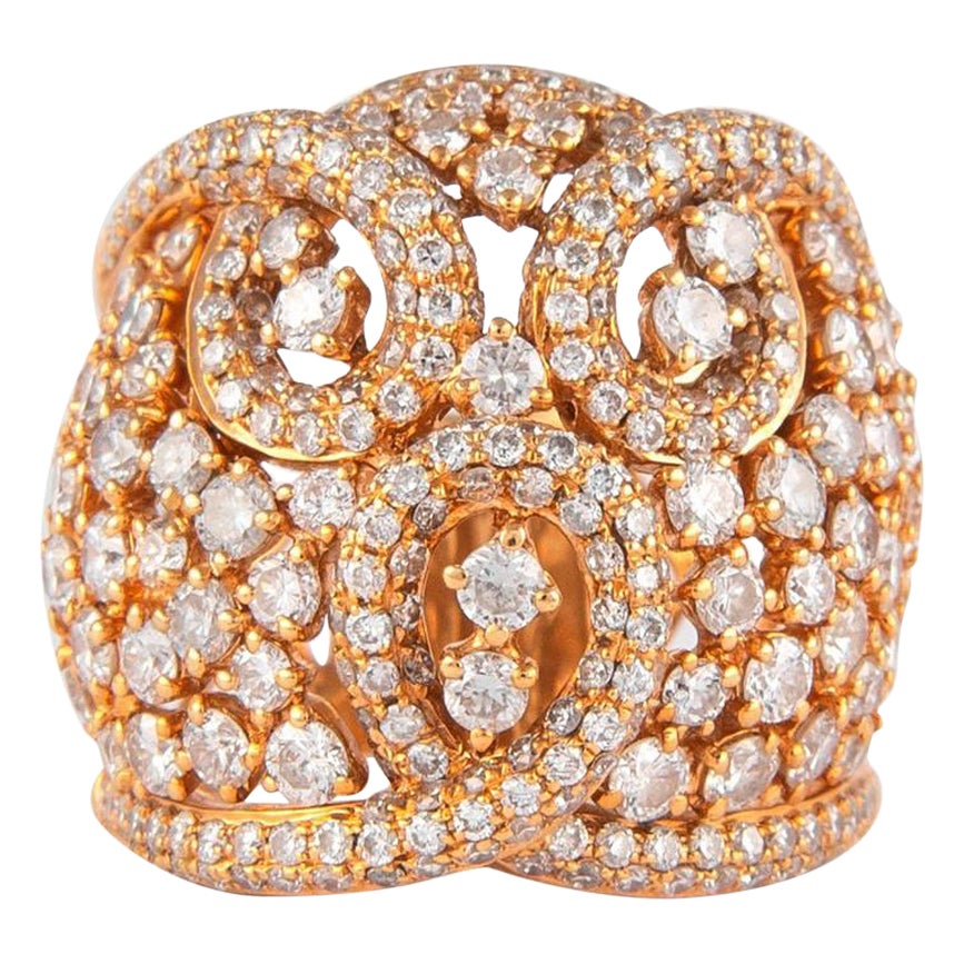 3.80 Carat Domed Diamond and 18 Karat Rose Gold Cocktail Ring For Sale