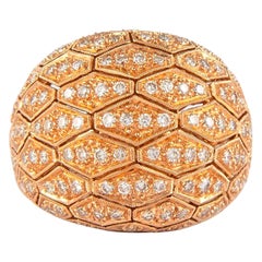 1.15 Carat Domed Diamond Patterned and 18 Karat Rose Gold Cocktail Ring
