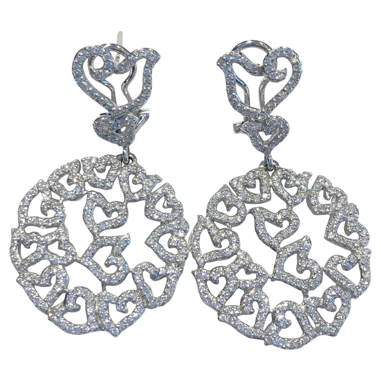 Boucles d'oreilles chandelier Chantecler Diamour Pav of Diamonds en or blanc 18 carats