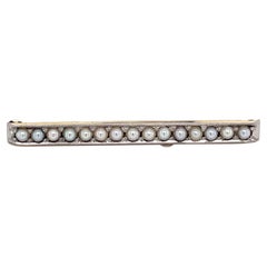 Vintage Petite Pearl Gold Bar Pin Brooch