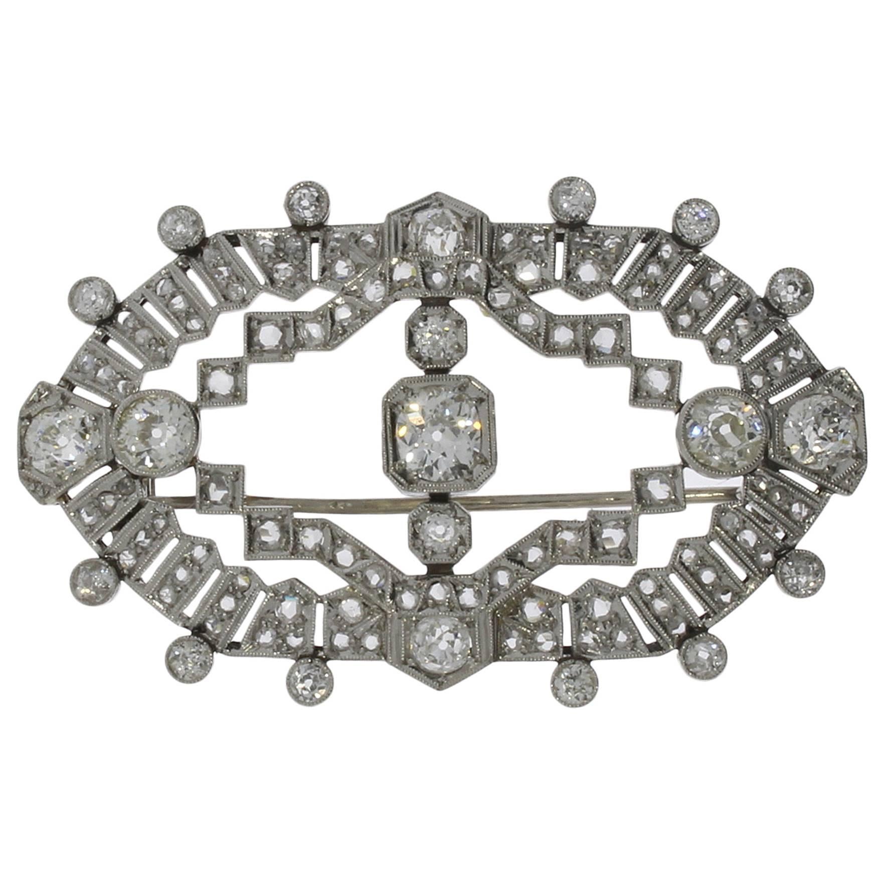 1920s Diamond Platinum Brooch