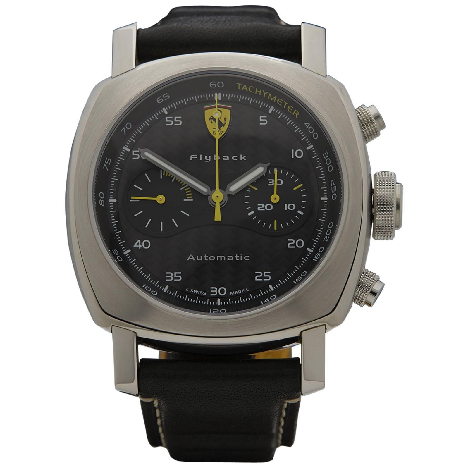 Panerai Stainless Steel Ferrari Flyback Chronograph Automatic Wristwatch