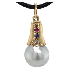 "Clown Strike South" Baroque South Sea Pearl Pendant or Fob in Yellow Gold