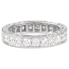 Antique Alexander 1.62 Carat Diamond Eternity Band 18k White Gold with Filigree Work