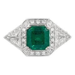 Alexander 2.50 Carat Emerald with Diamonds Ring 18 Karat Gold