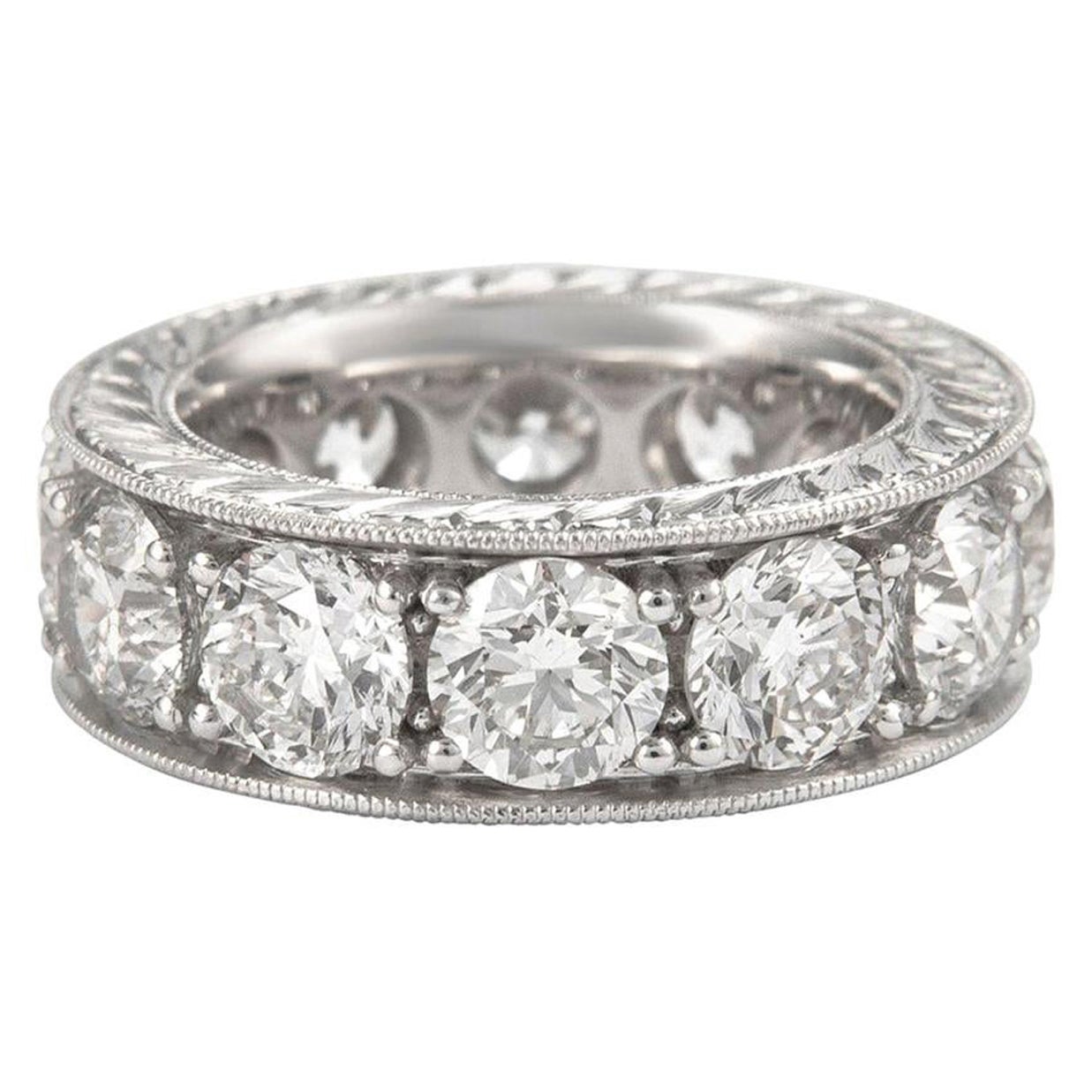 Bracelet d'éternité en or blanc 18 carats avec diamants taille ronde de 8,56 carats, poids total de 0,71 carat chacun