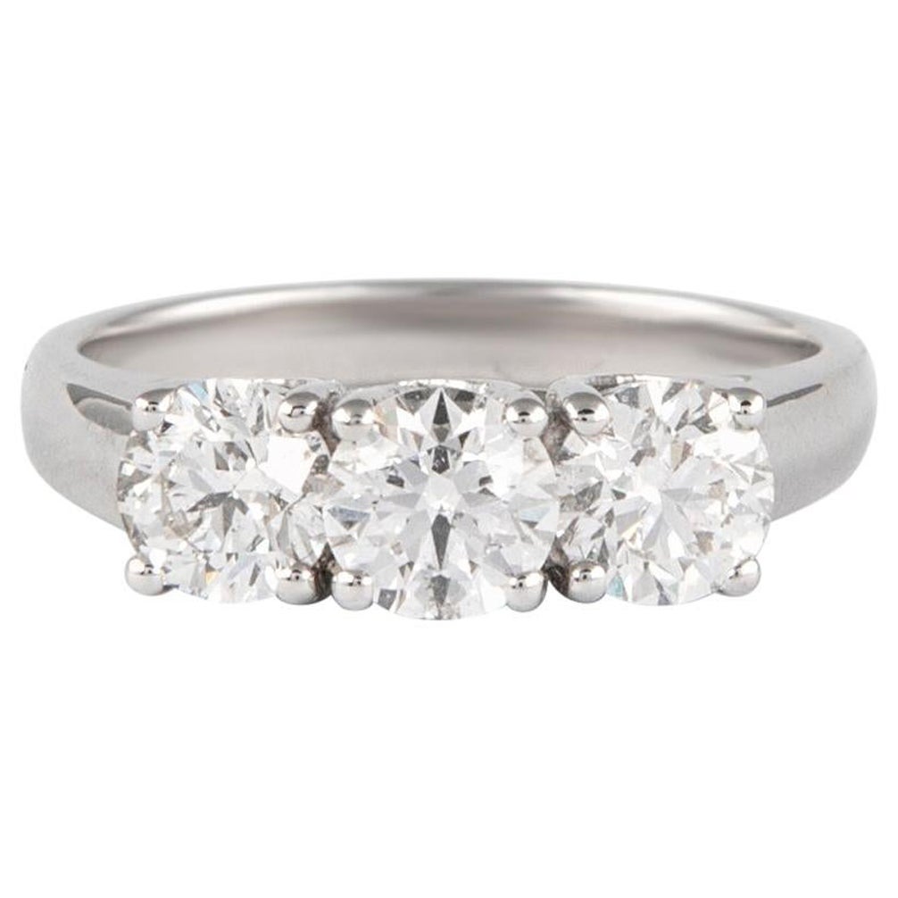 1.53ct Diamond Three Stone Ring 18 Karat White Gold For Sale