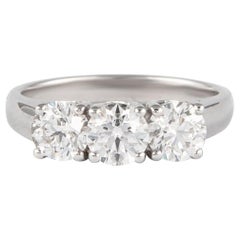 Vintage 1.53ct Diamond Three Stone Ring 18 Karat White Gold