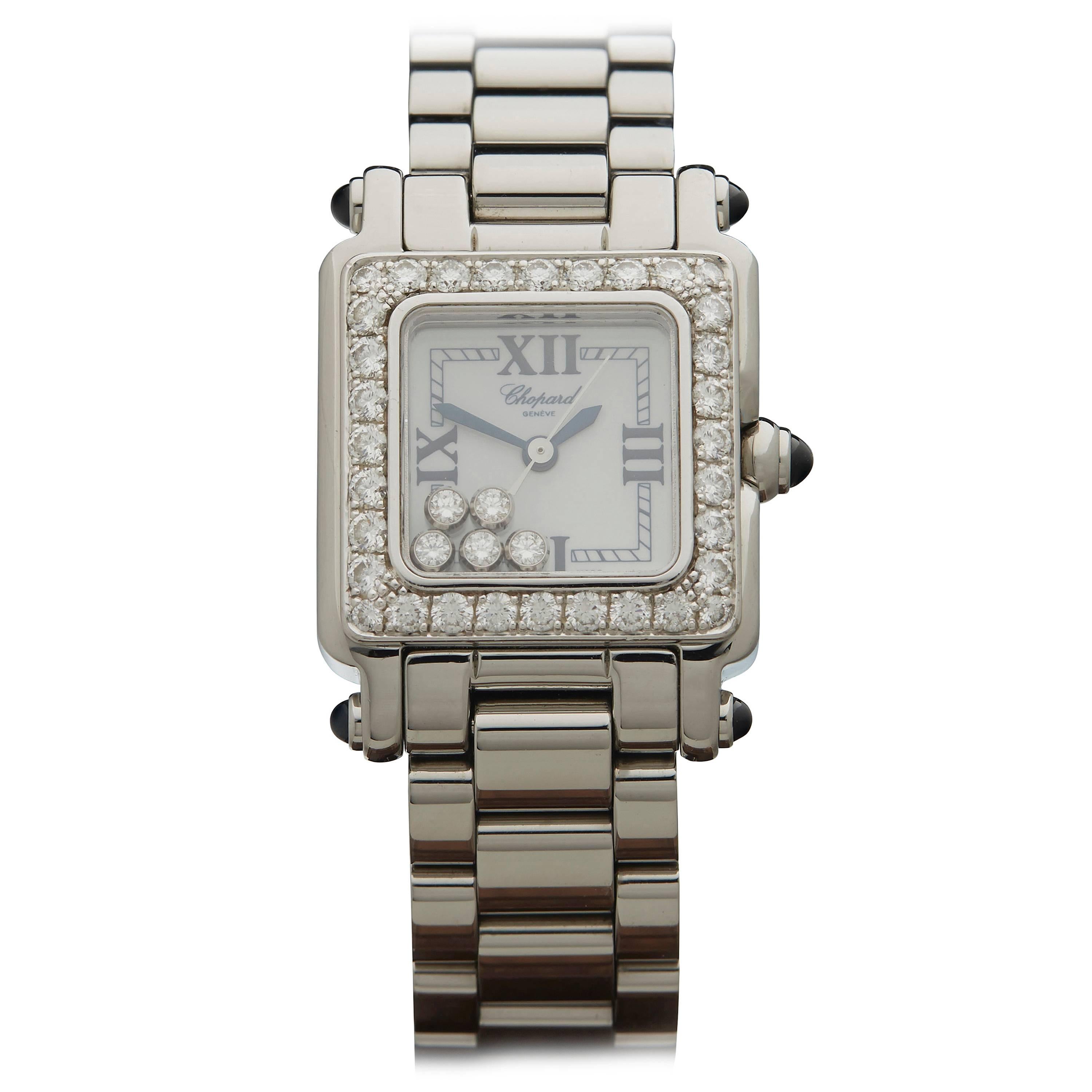 Chopard Lady's Stainless Steel Happy Sport Diamonds Quartz Wristwatch