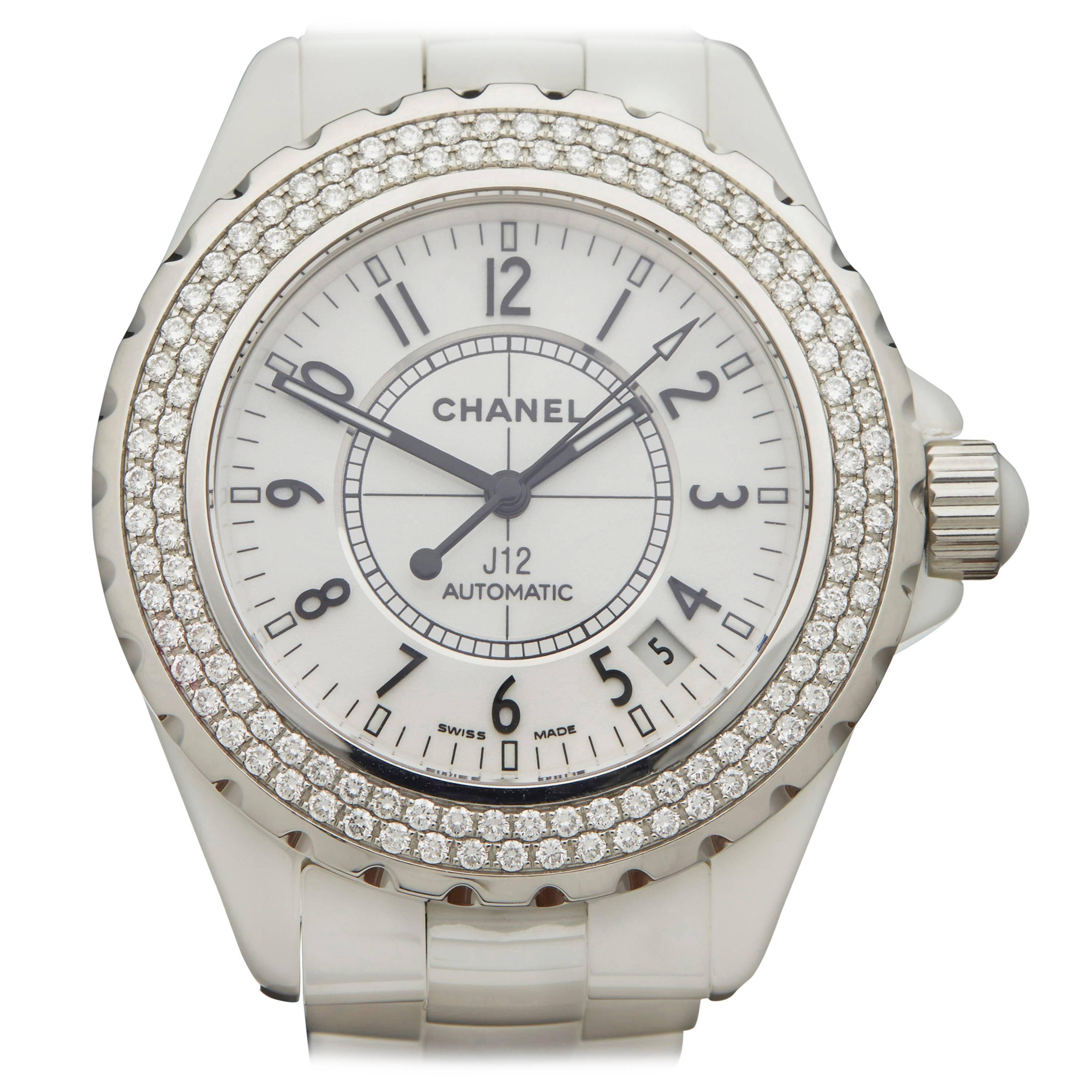 Chanel Lady's J12 Stainless Steel Diamond Automatic Wristwatch Ref H0969