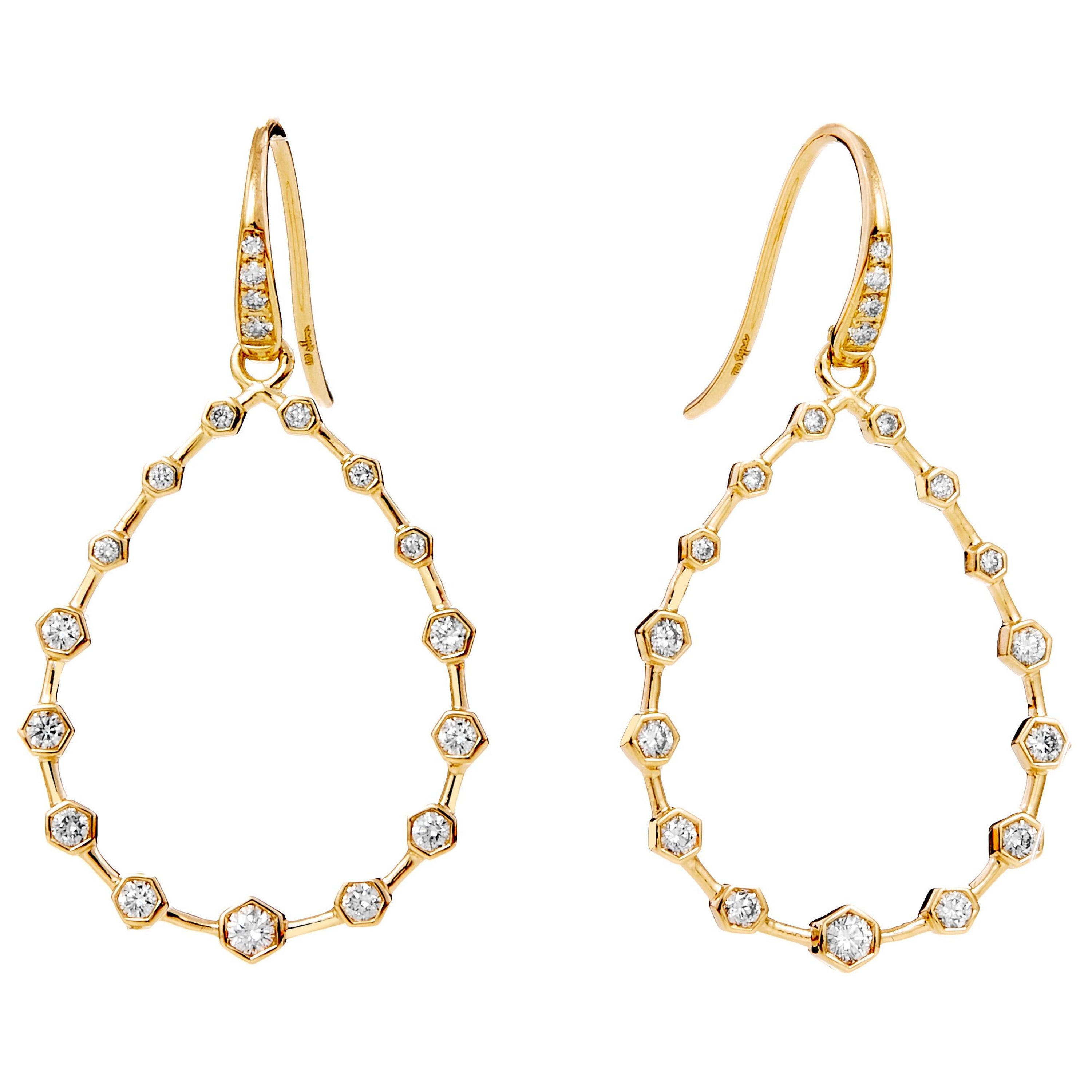 Syna Gelbgold Hex-Ohrringe mit Diamanten