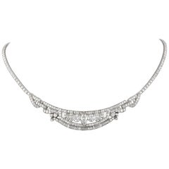Vintage Art Deco Style 10.80ct Diamond Necklace Platinum
