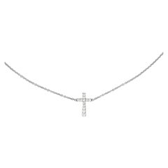 Diamond Cross 18 Karat White Gold Pendant Necklace