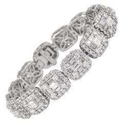 Alexander Bracelet en or blanc 18 carats avec diamants de 15,40 carats sertis en illusion