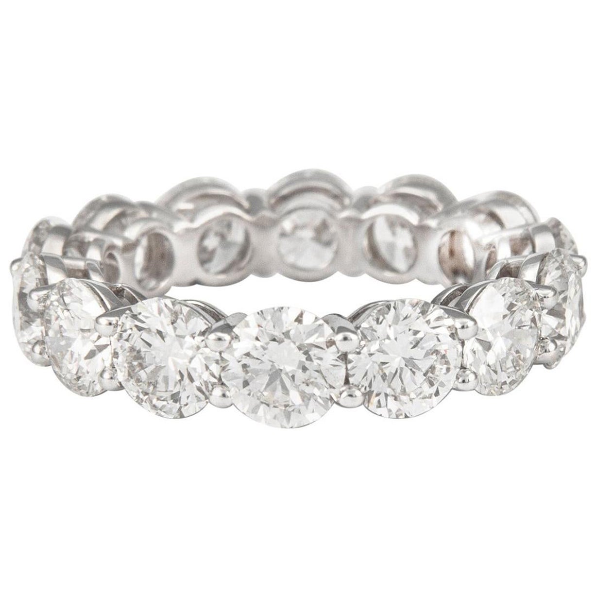 7.16 Carat Round Cut Diamond Eternity Band 'Avg 0.51ct Each' 18 Karat White Gold For Sale