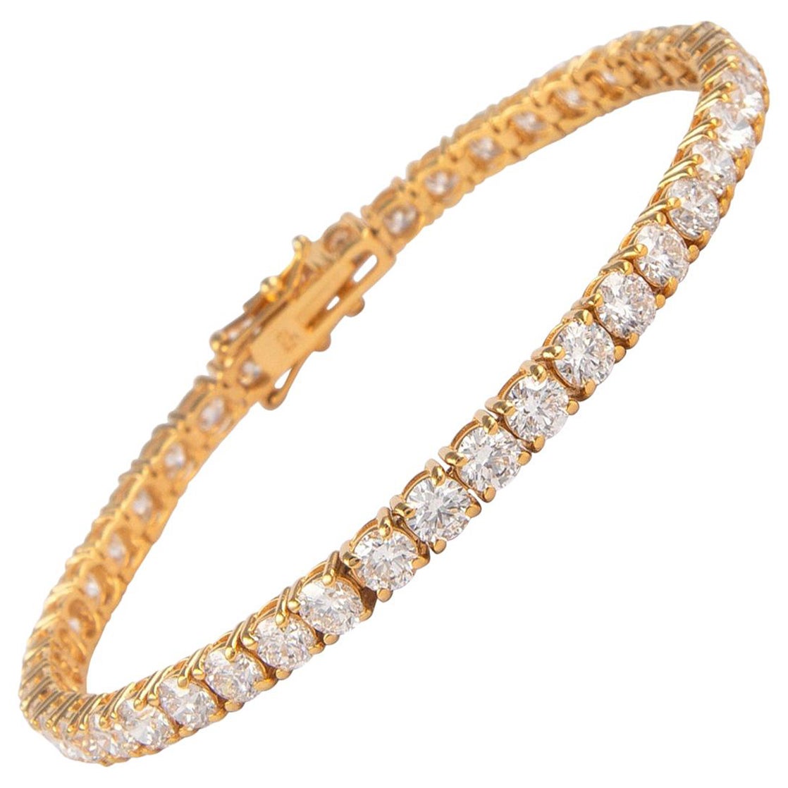 Alexander 10.87 Carat Diamond Tennis Bracelet 18 Karat Yellow Gold For Sale