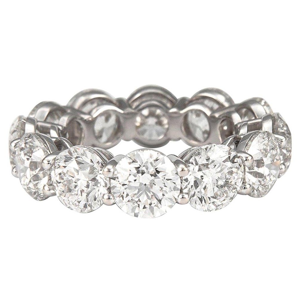 12.03 Carat Round Cut Diamond Eternity Band 'Avg 1ct Each' 18 Karat White Gold For Sale