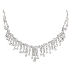 18 GIA Certs 21.74 Carat Diamond Art Deco Style Necklace 18 Karat White Gold