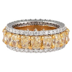 9,26 Karat Diamant und gelber Diamant Stacked Eternity Band 18 Karat Gelb- und Gold