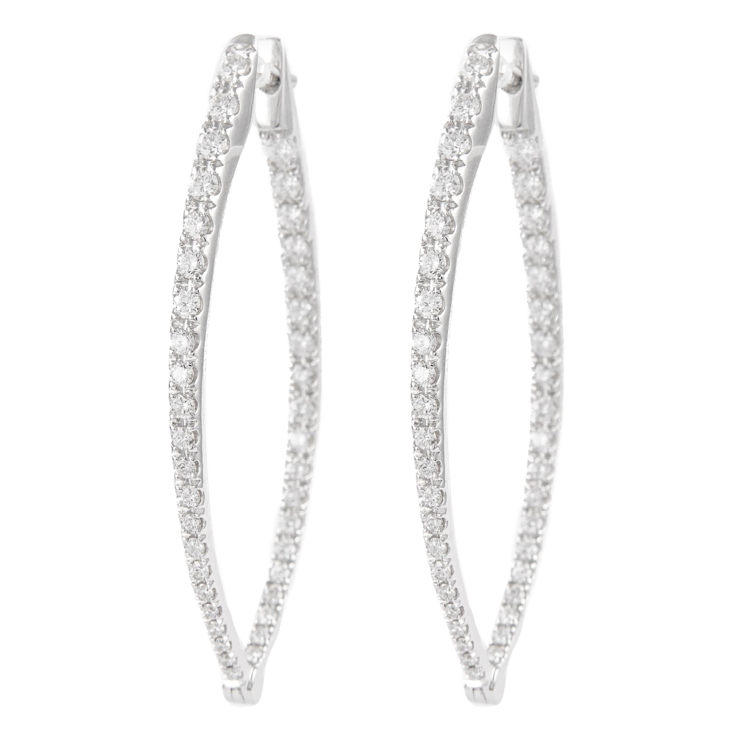 Alexander 2.00 Carat Diamond Hoop Earrings 18k White Gold For Sale