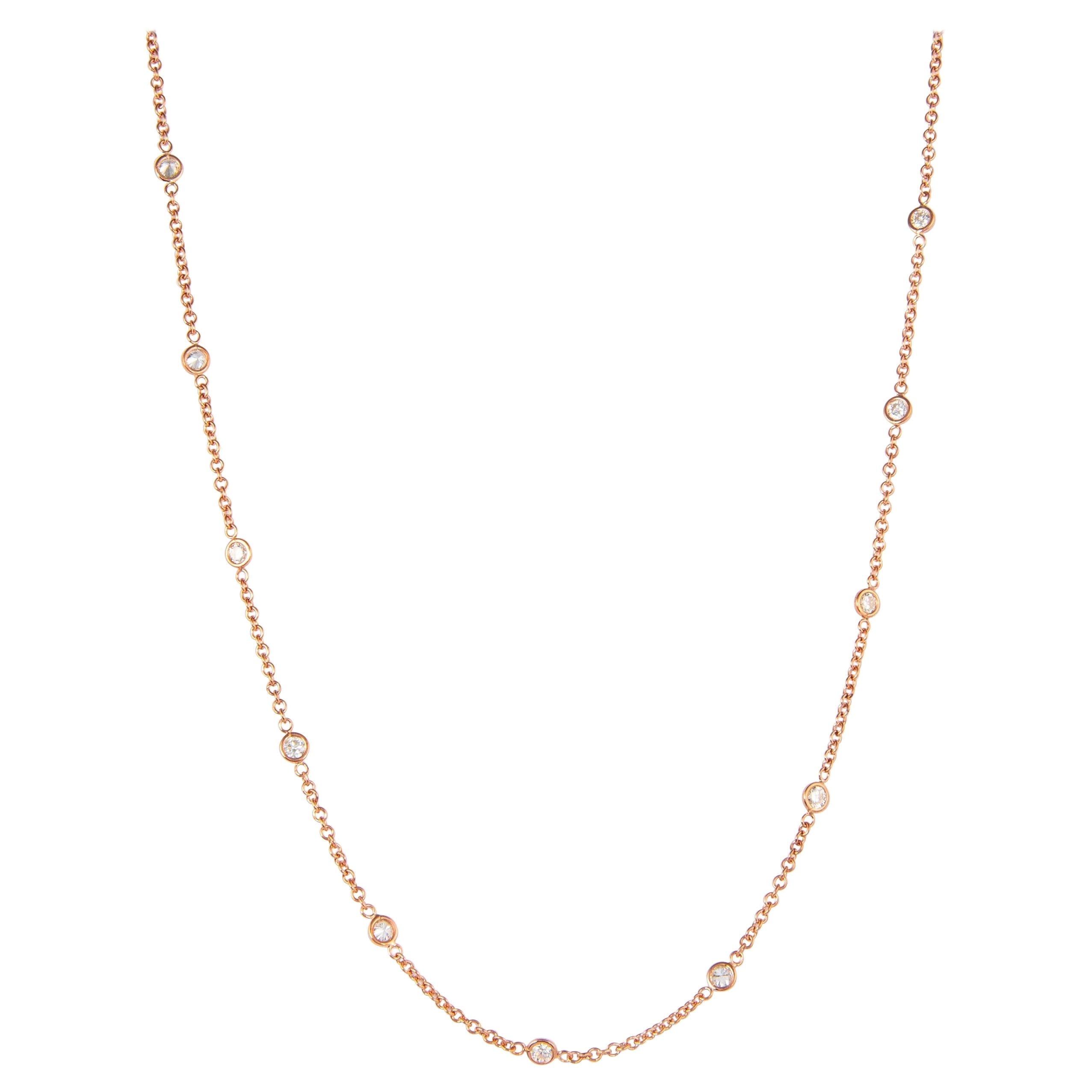 Alexander 1.09ct Diamonds by the Yard Necklace 18 Karat Rose Gold