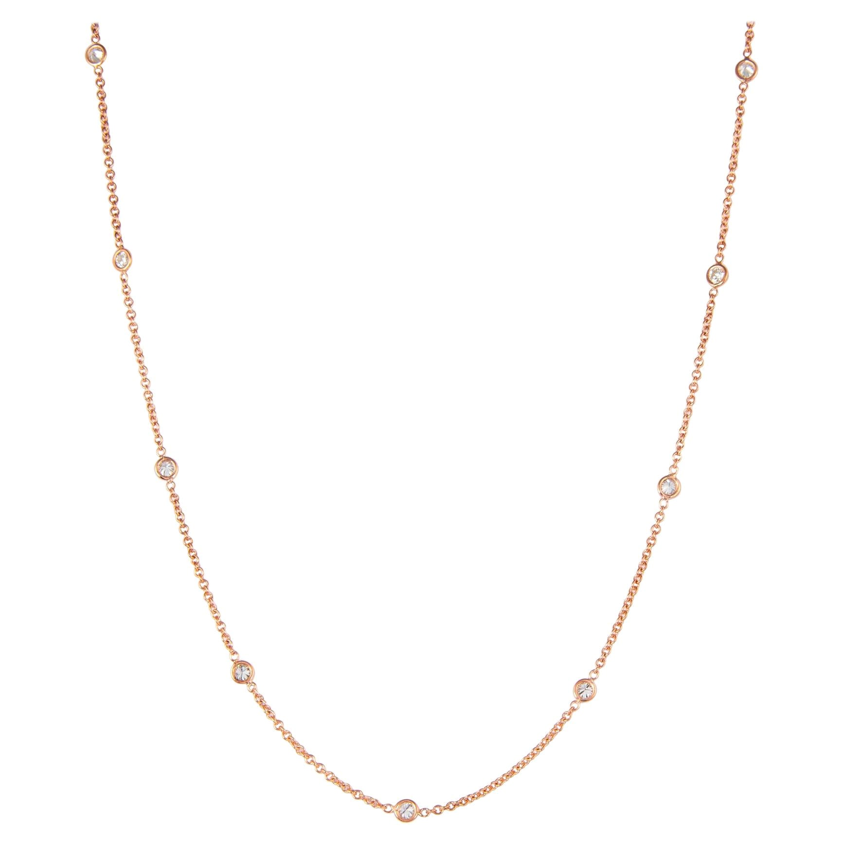Alexander Beverly Hills 0.93ct Diamonds by the Yard Necklace 18 Karat Rose Gold For Sale