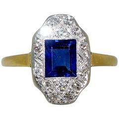 Edwardian Sapphire Diamond Gold Platinum Ring