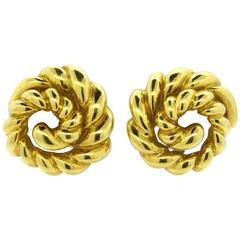 1980s Classic Gold Swirl Motif Earrings