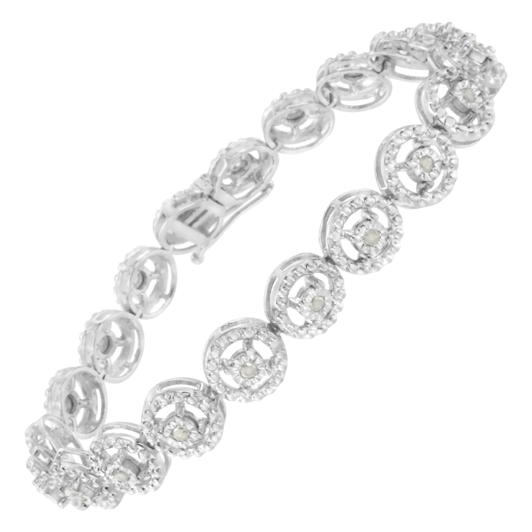 .925 Sterling Silver 1/2 Carat Diamond Tennis Link Bracelet en vente