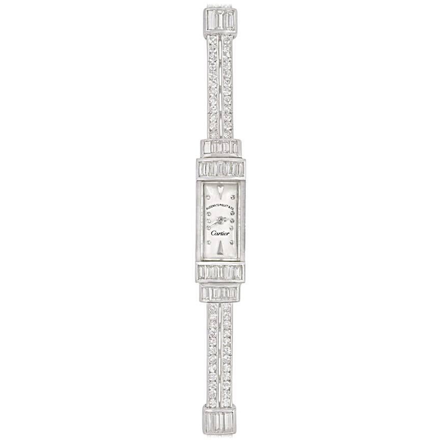 Audemars Piguet for Cartier Lady's Platinum Diamond Wristwatch