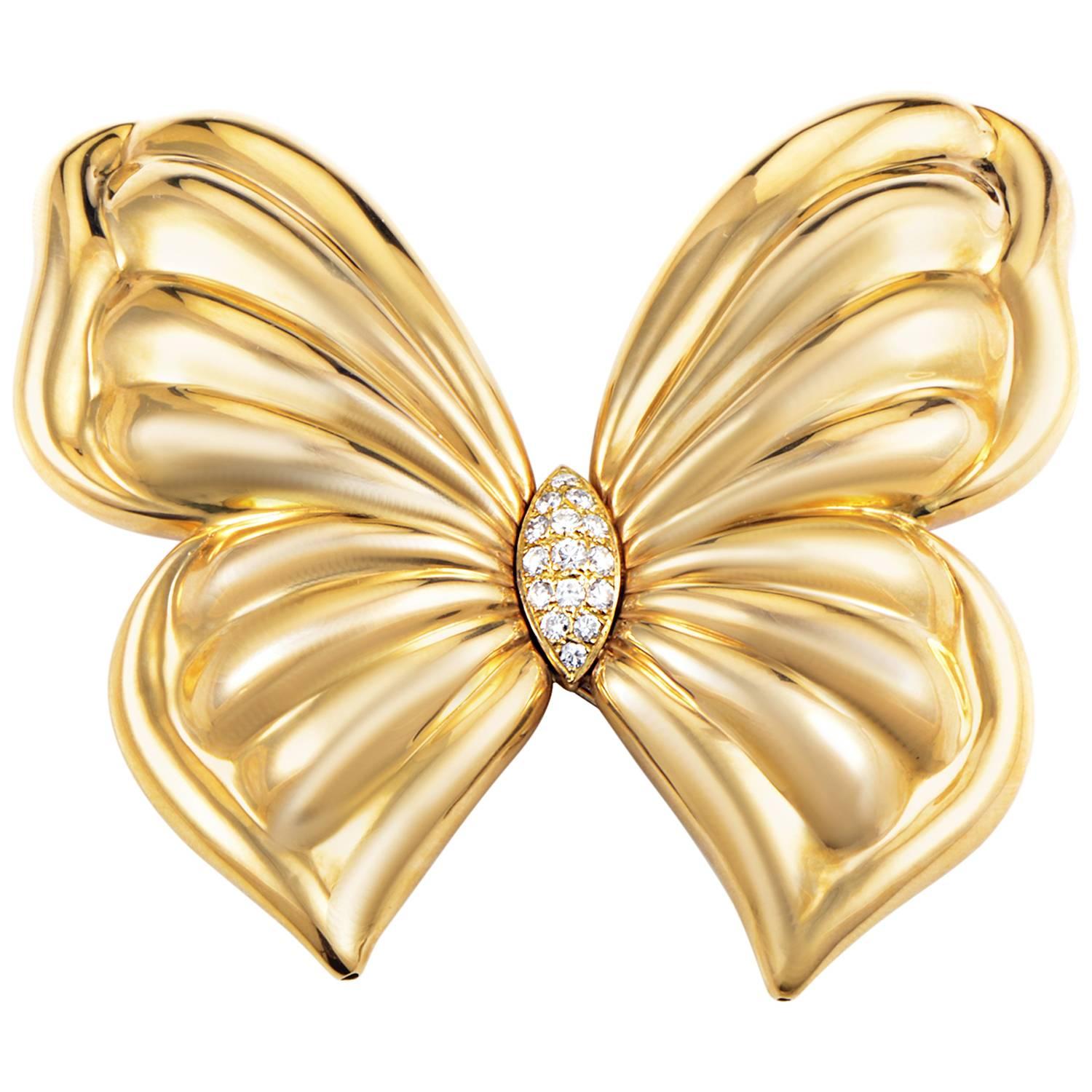 Van Cleef & Arpels Diamond Gold Butterfly Brooch