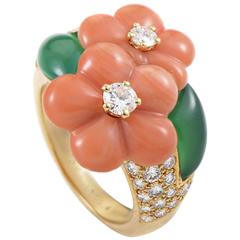Vintage Van Cleef 
Arpels Gemstone Gold Blooms Ring