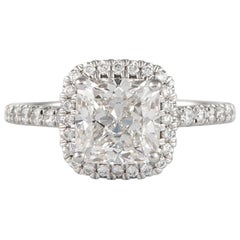 Alexander GIA Certified H VVS2 1.50 Carat Cushion Diamond Engagement Ring 18k