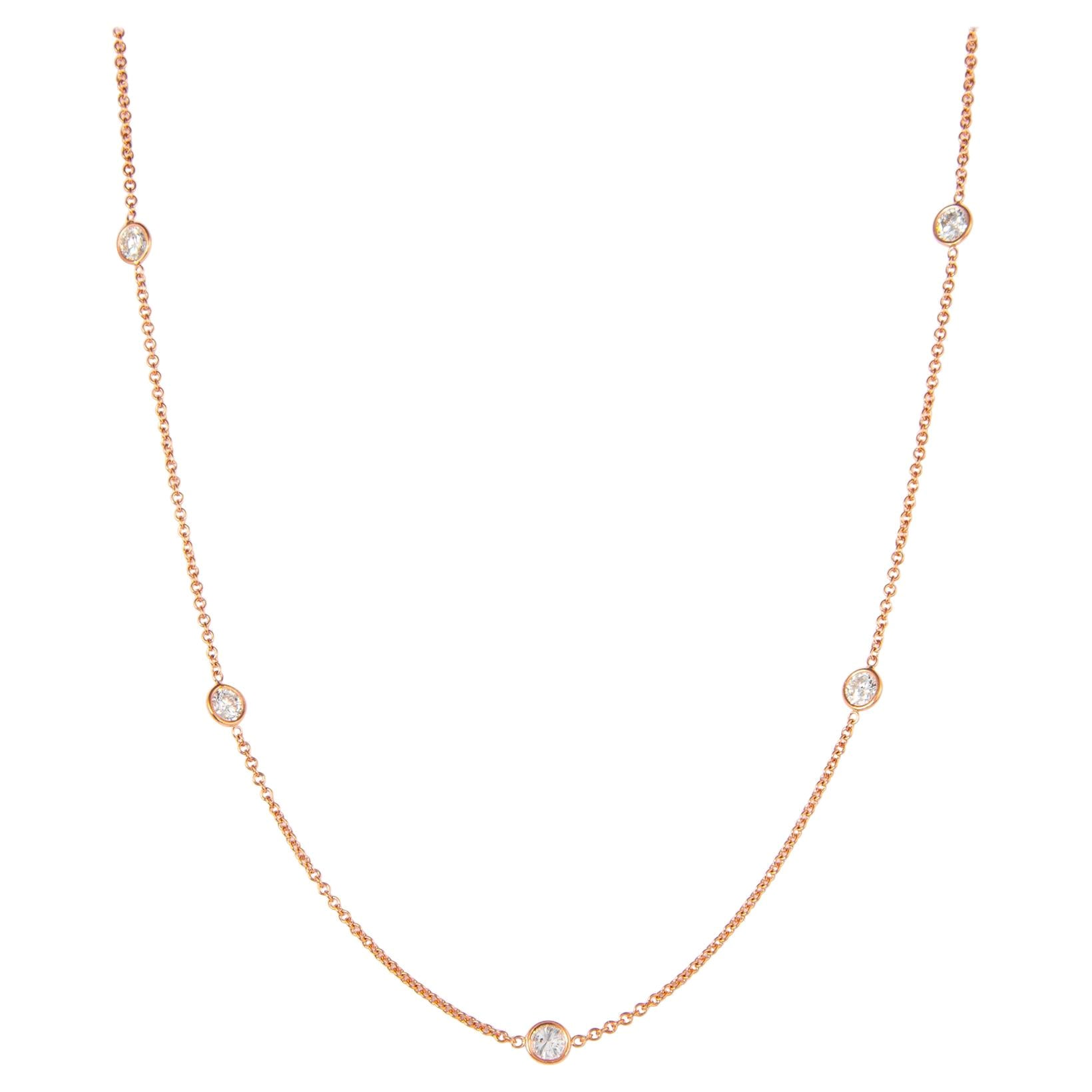 Alexander 1.60ct Diamonds by the Yard Necklace 18 Karat Rose Gold