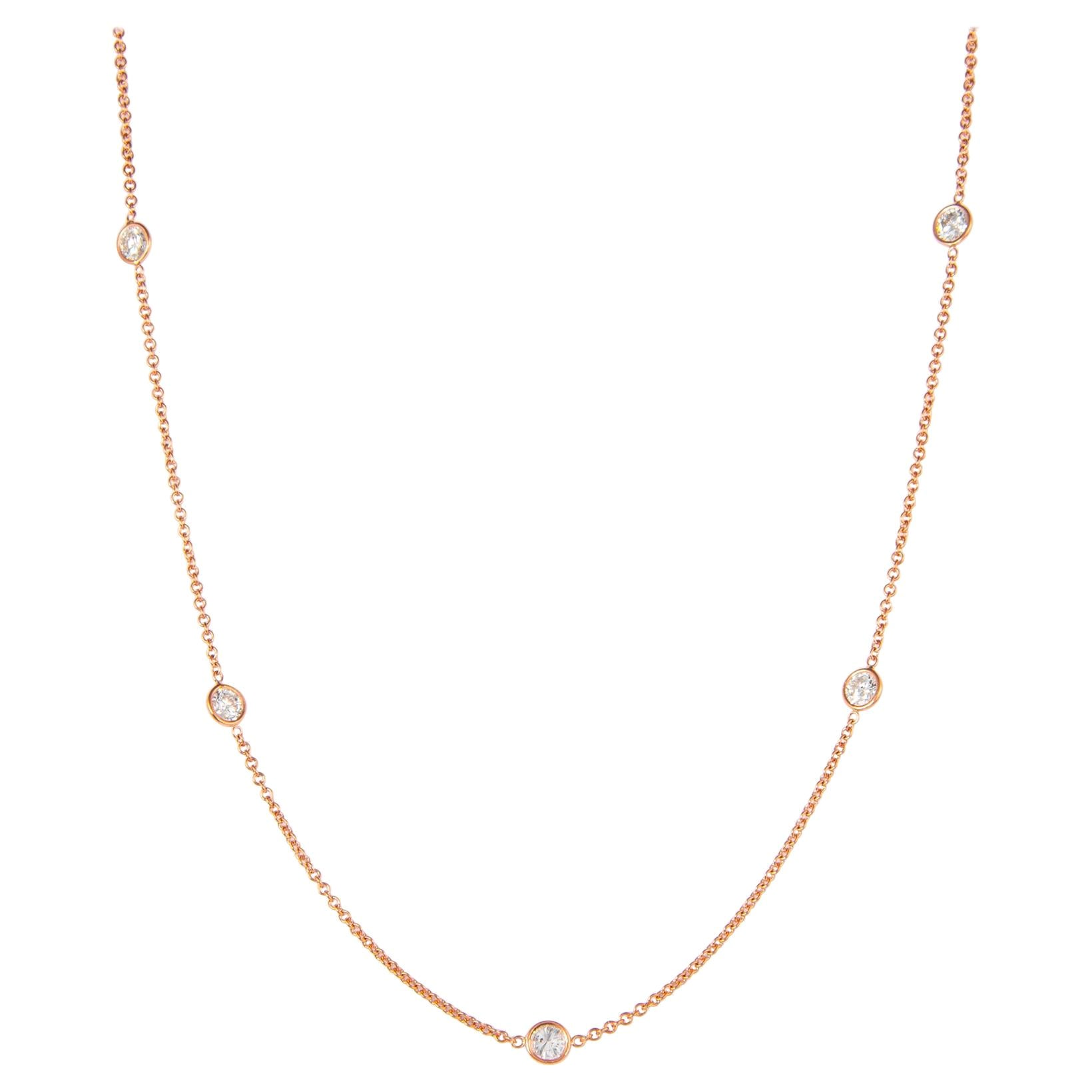 Alexander 1.60ct Diamonds by the Yard Necklace 18 Karat Rose Gold For Sale