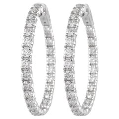 Boucles d'oreilles créoles Alexander en or blanc et diamants 4,24 carats