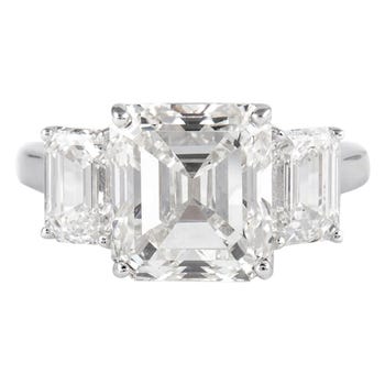 5.04-Carat Emerald Cut Diamond Ring with Side Stones