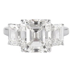 Alexander All GIA Certified 5.04ct with 2.02ct Emerald Cut Diamonds Ring 18k