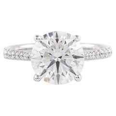 Alexander GIA Certified 3.51ct Round Diamond Engagement Ring 18k White Gold