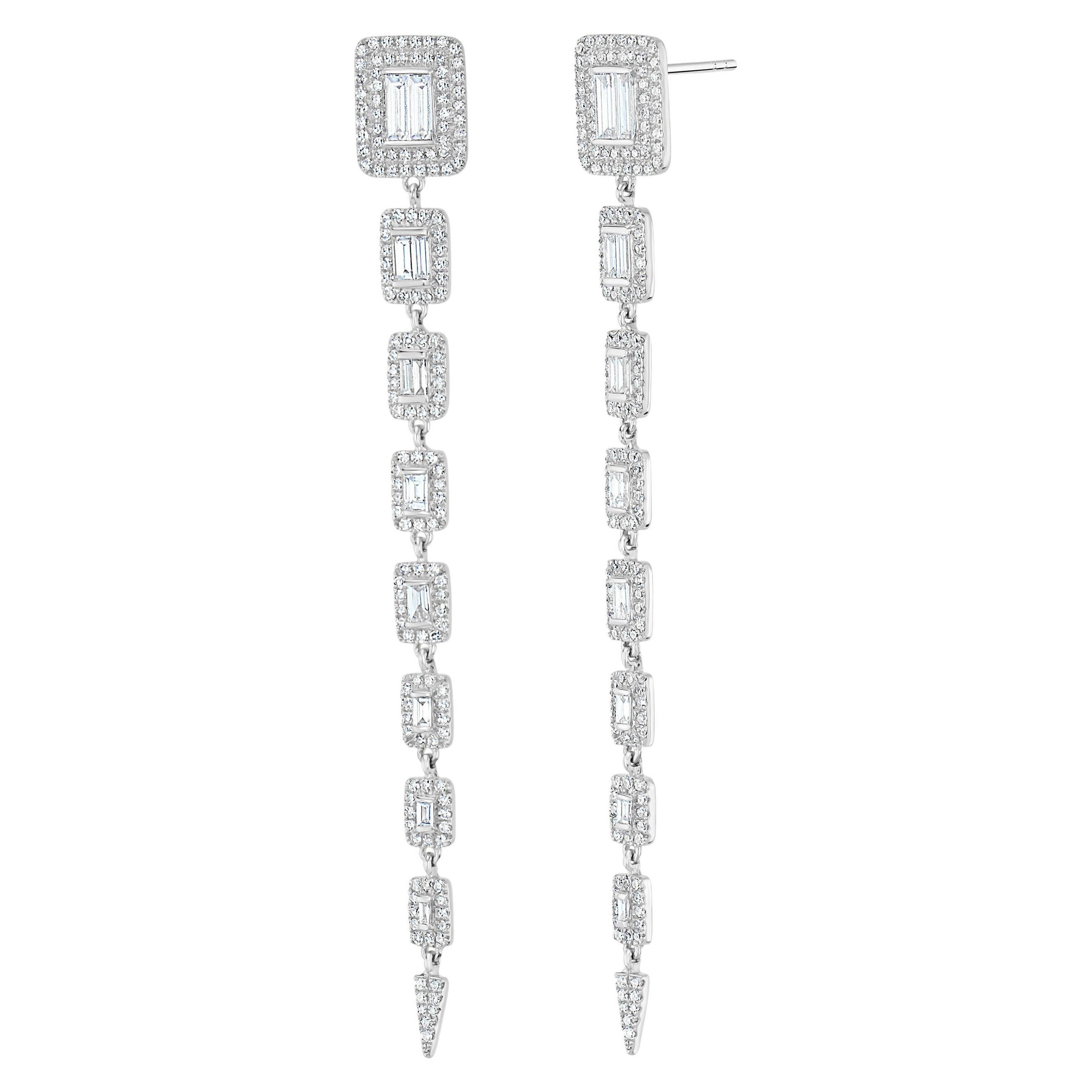 Luxle 2.00 Cttw Natural Diamond Drop Earrings in 18k White Gold