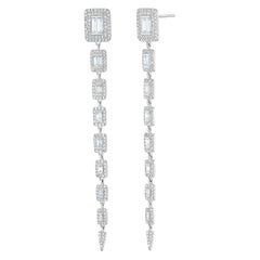 Luxle 2.00 Cttw Natural Diamond Drop Earrings in 18k White Gold
