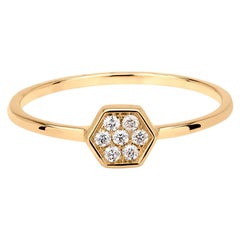 Luxle Diamond Hexagon Ring in 18k Yellow Gold