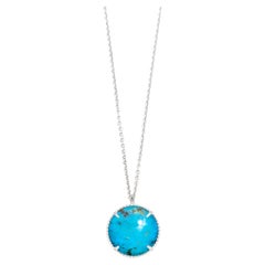 Used Lace Round Kingman Turquoise Silver Necklace