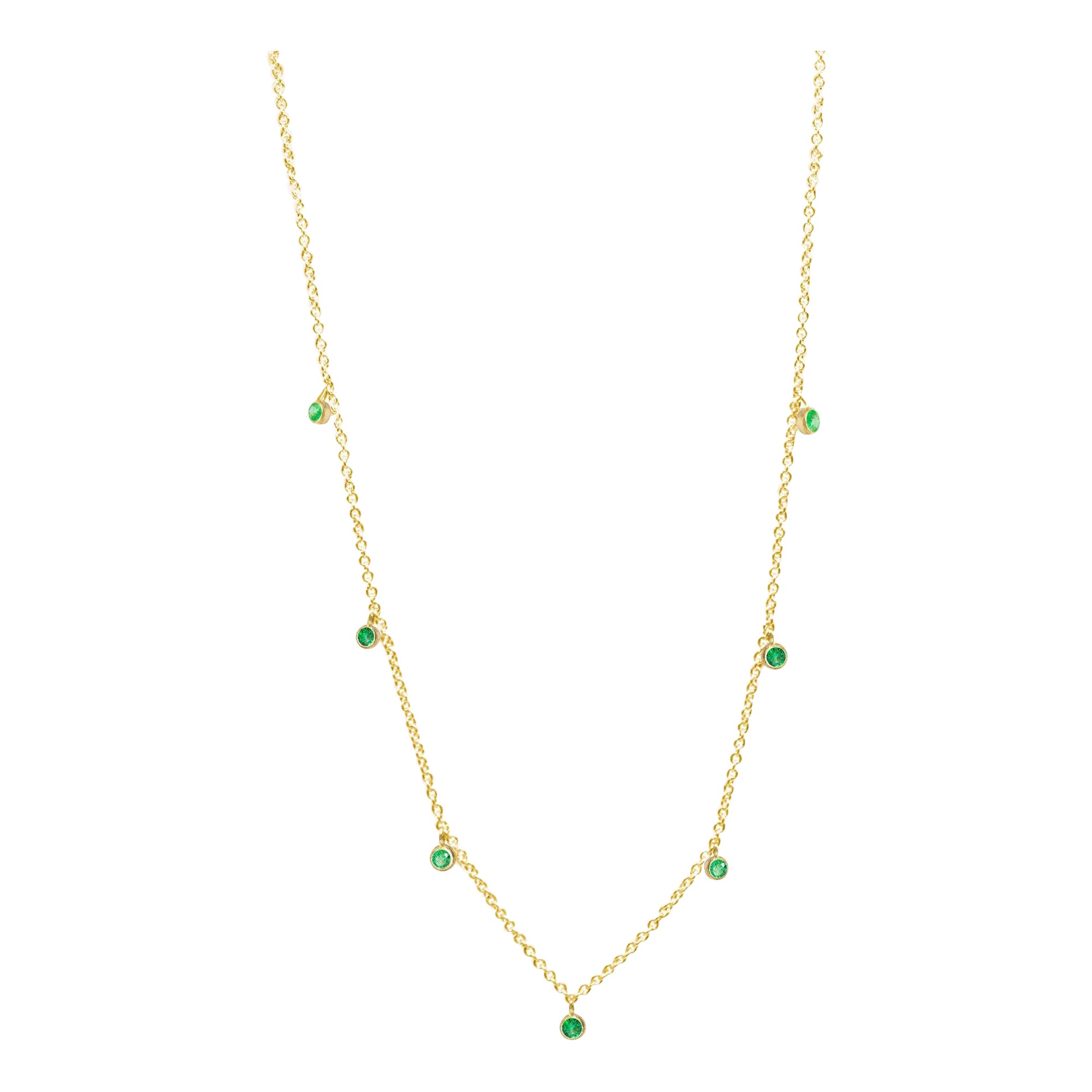 Forged Emerald Gold 18k Necklace For Sale