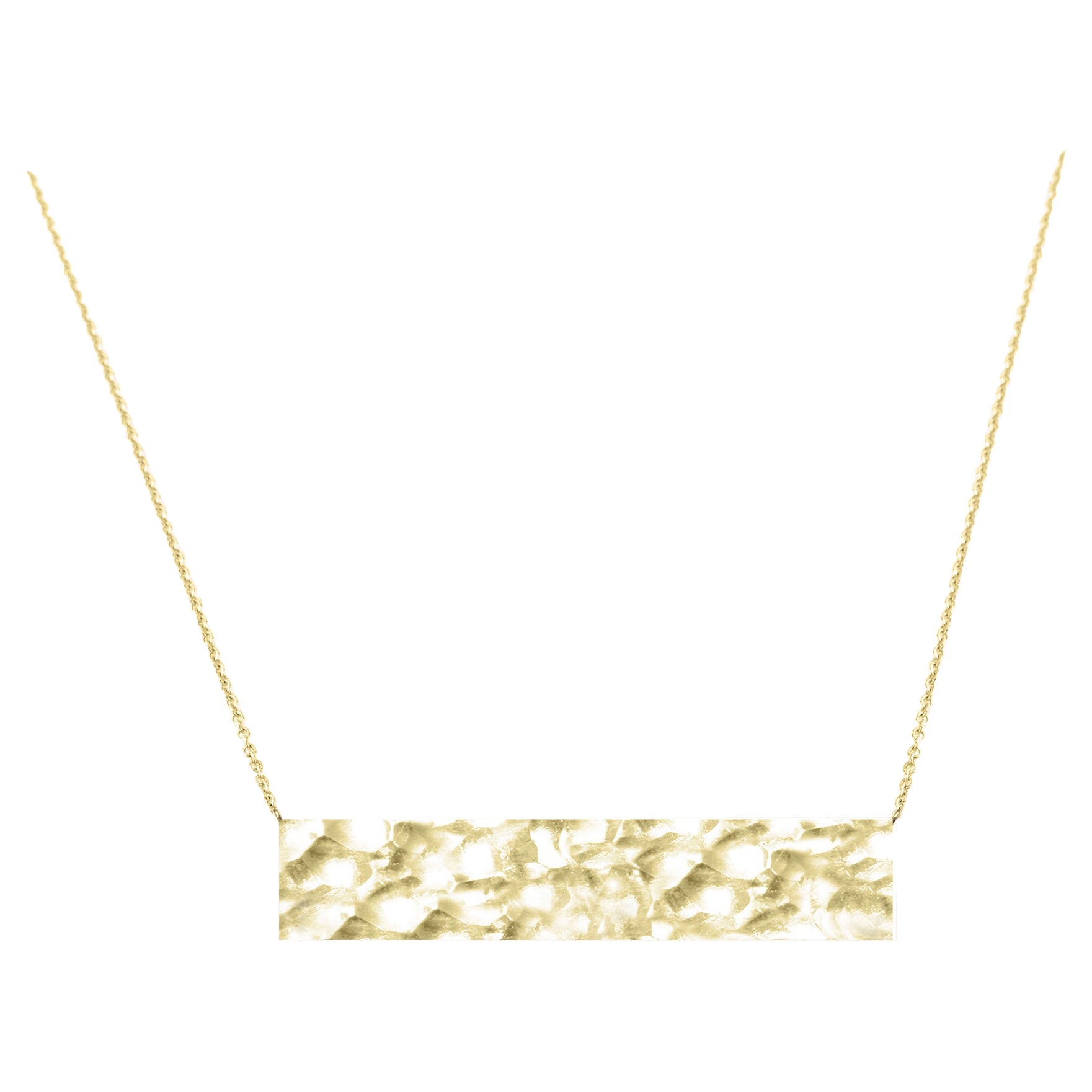 Forged Bar Gold 14k Necklace For Sale