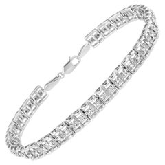 .925 Sterling Silver 1/10 Carat Diamond Double-Link Rolex Tennis Bracelet