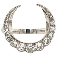Antique Art Deco Diamond Crescent Moon Horseshoe Ring 0.75 Ct.