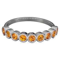 14k Gold Semi Eternity Ring with Natural Sapphires