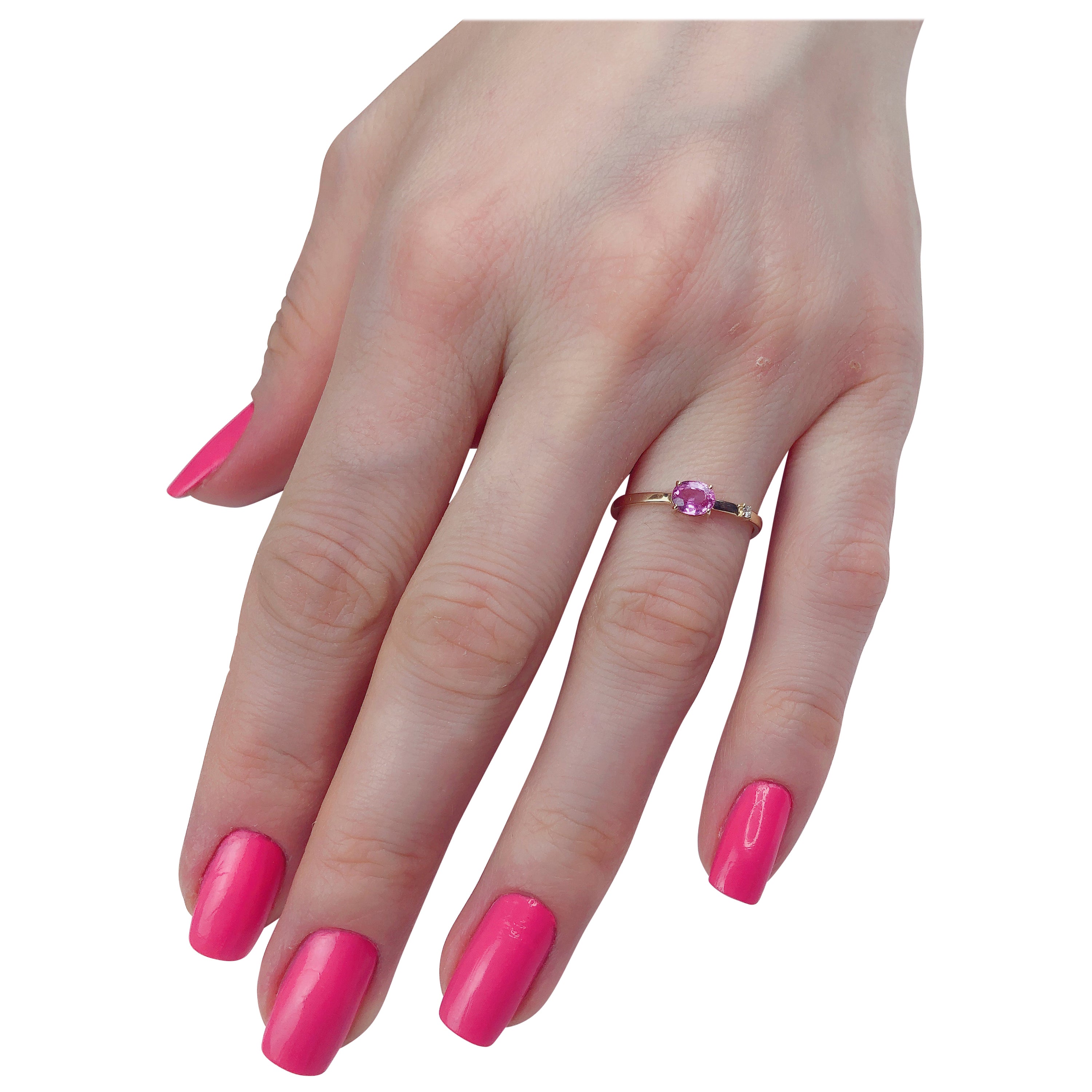 Bague en or 14 carats avec saphir et diamants