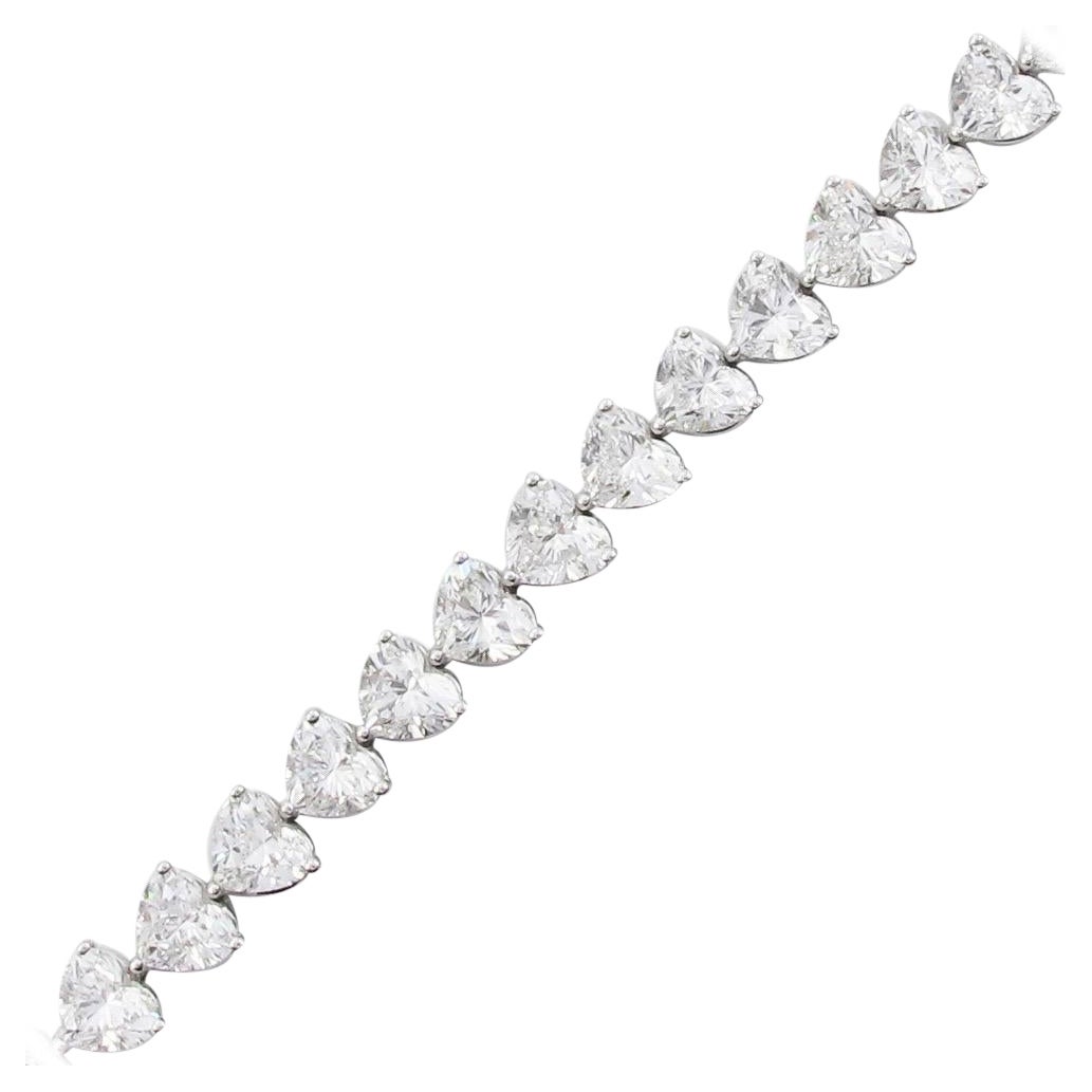 Emilio Jewelry GIA Certified 15.88 Carat Heart Diamond Bracelet For Sale